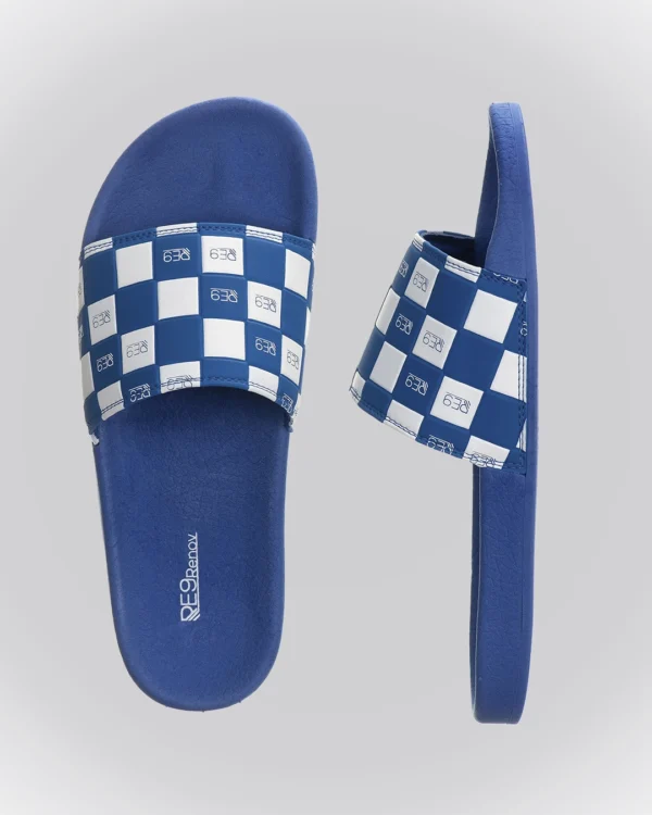 Chinelo Slide Azul Xadrez Renov - Image 2