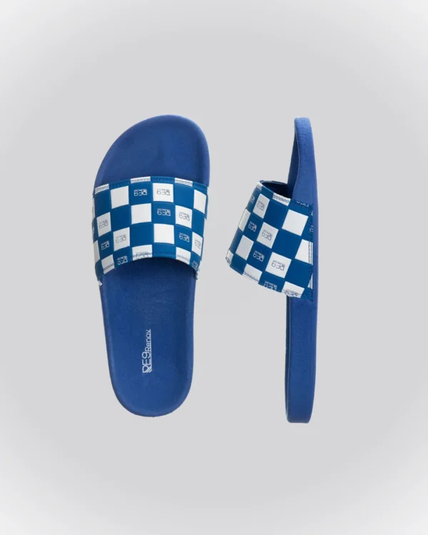 Chinelo Slide Azul Xadrez RE9 Infantil - Image 2