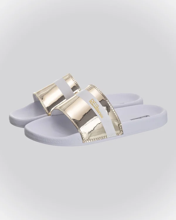 Chinelo Slide Gold Listra Metalico Renov - Image 3