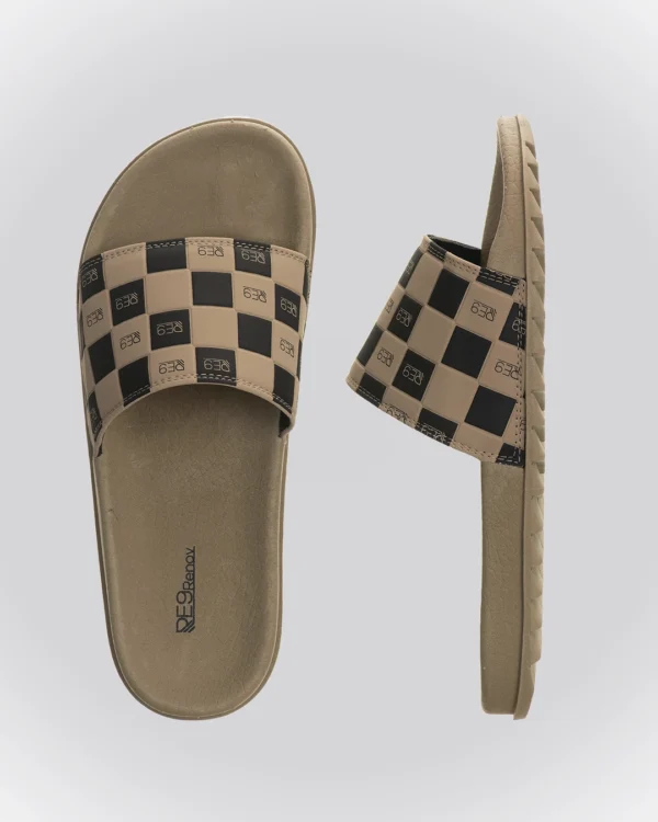 Chinelo Slide Bege Xadrez Renov - Image 2