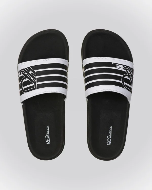 Chinelo Slide 4Listras Preto Renov Clean