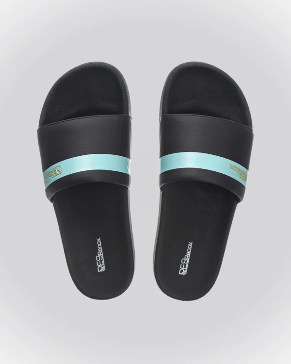 Chinelo Slide Preto Listra Renov Minimalismo com conforto é RE9