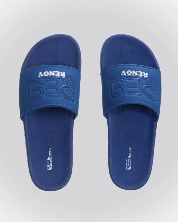Chinelo Slide Azul RE9 Relevo Renov para quem nunca deixou de admirar a vida