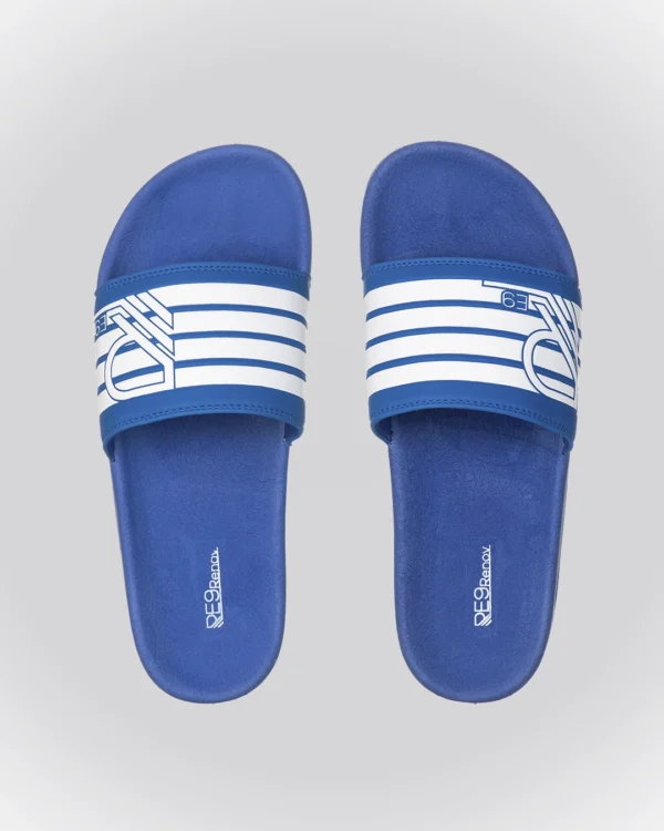 Chinelo Slide 4Listras Azul Renov design elegante com clean