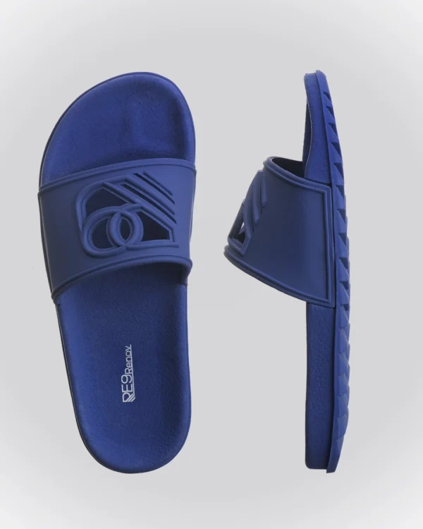 Chinelo Slide Azul Sandália Renov Logo Gravado Vazado - Image 2