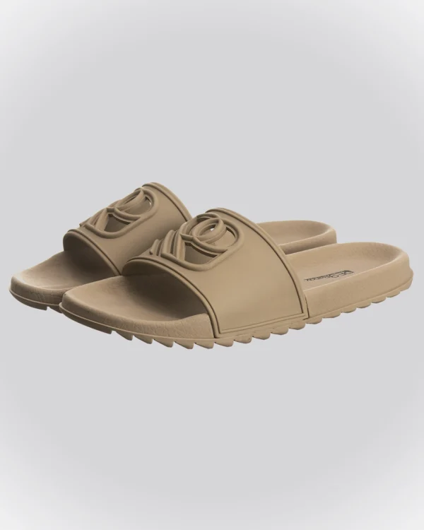 Chinelo Slide Bege Sandália Renov Logo Gravado Vazado - Image 3