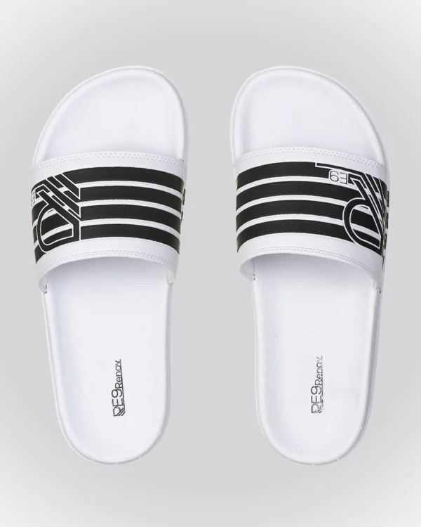 Chinelo Slide 4Listras Branco Renov Design clean e minimalista
