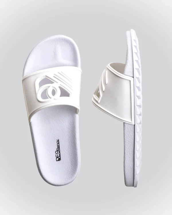 Chinelo Slide Branco Sandália Renov Logo Gravado Vazado - Image 2