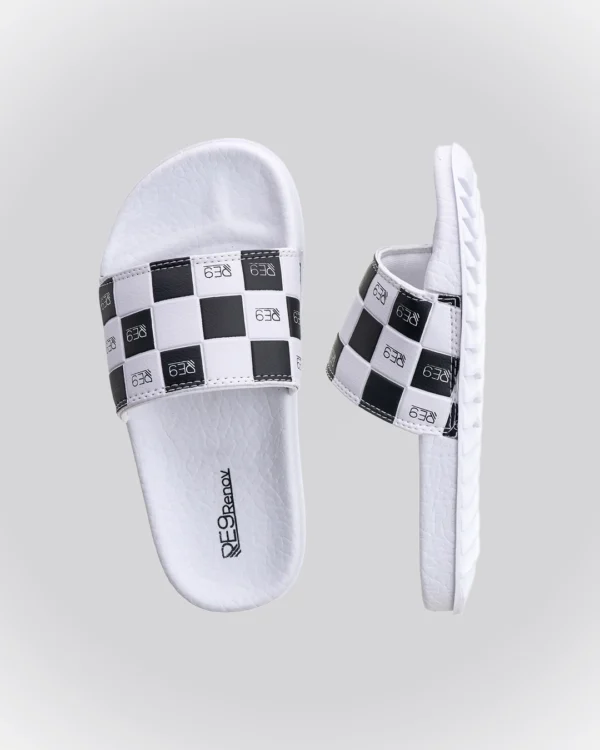 Chinelo Slide Branco Xadrez RE9 Infantil - Image 2