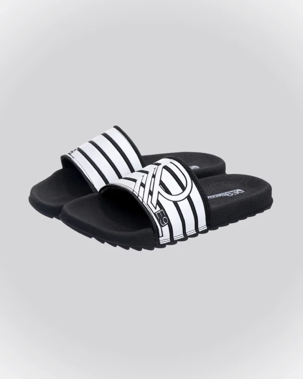 Chinelo Slide Preto/Branco 4Listras RE9 Infantil - Image 3