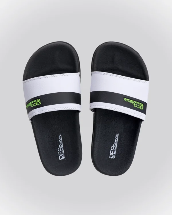 Chinelo Slide Preto/Branco Listra Infantil a modernidade do país