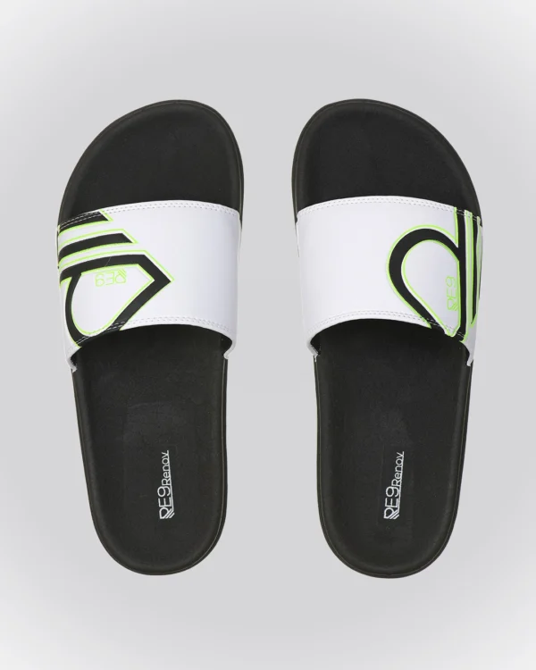 Chinelo Slide Preto/Branco R Lateral Renov