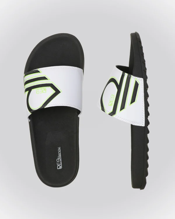 Chinelo Slide Preto/Branco R Lateral Renov - Image 2