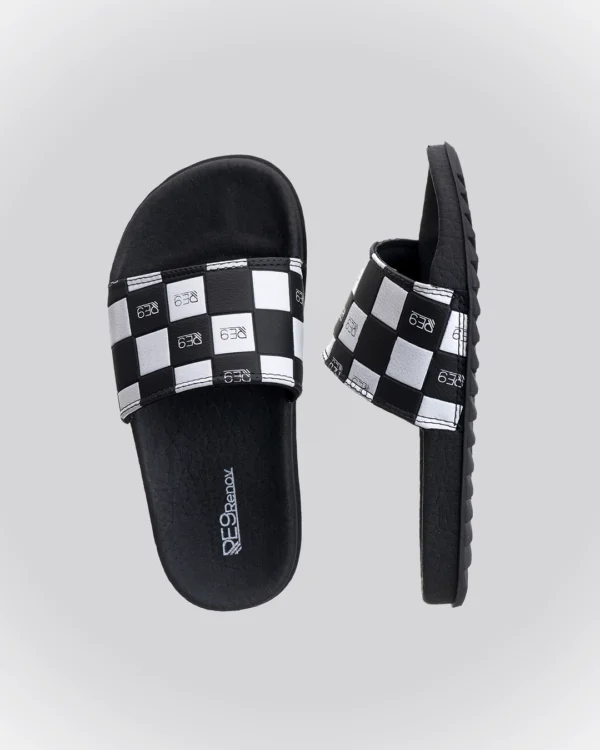 Chinelo Slide Preto Xadrez RE9 Infantil - Image 2