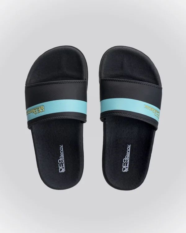 Chinelo Slide Preto Listra RE9 Infantil