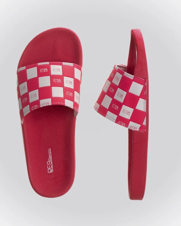 Chinelo Slide Rosa/Branco Xadrez Renov - Image 2