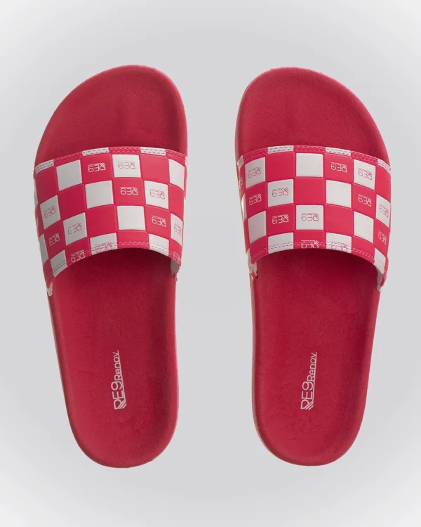 Chinelo Slide Rosa/Branco Xadrez Renov. O melhor conforto do Brasil