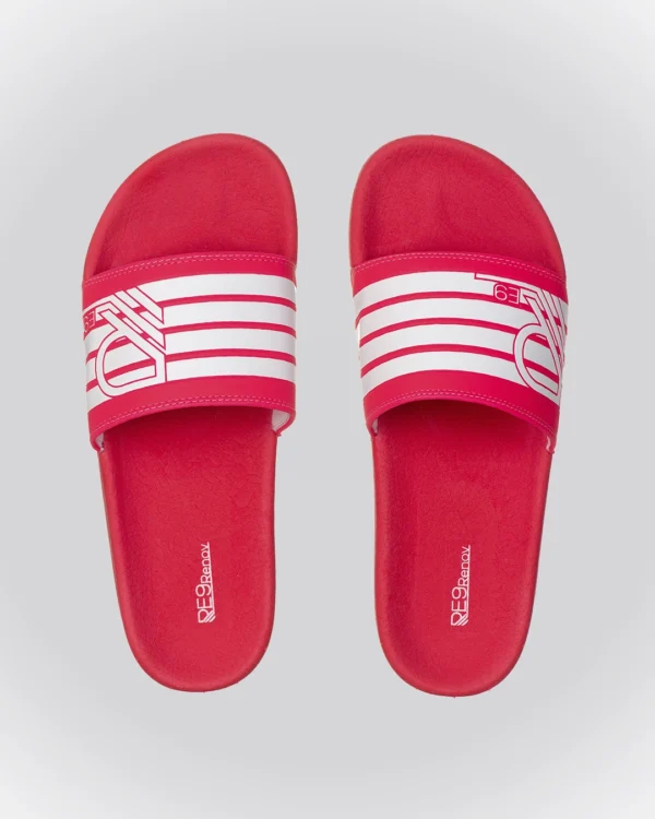 Chinelo Slide 4Listras Rosa/Branco Renov Chamativo, para você arrasar!