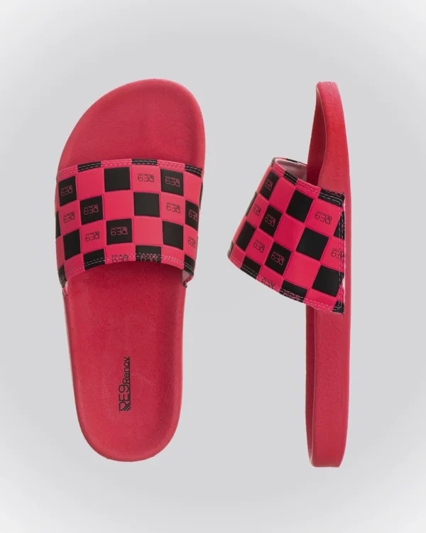 Chinelo Slide Rosa/Preto Xadrez Renov - Image 2