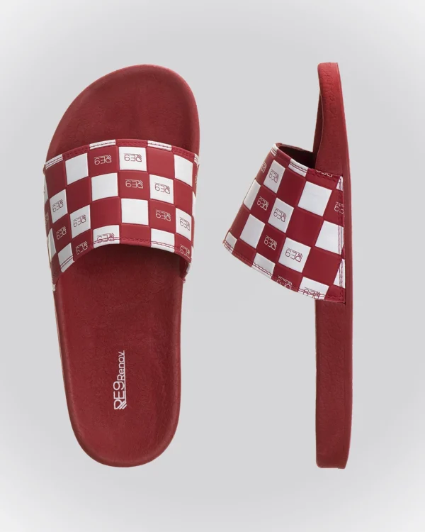 Chinelo Slide Vermelho Xadrez Renov - Image 2