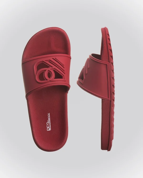 Chinelo Slide Vermelho Sandália Renov Logo Gravado Vazado - Image 2